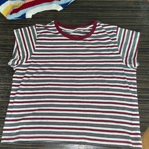 White black red striped t shirt